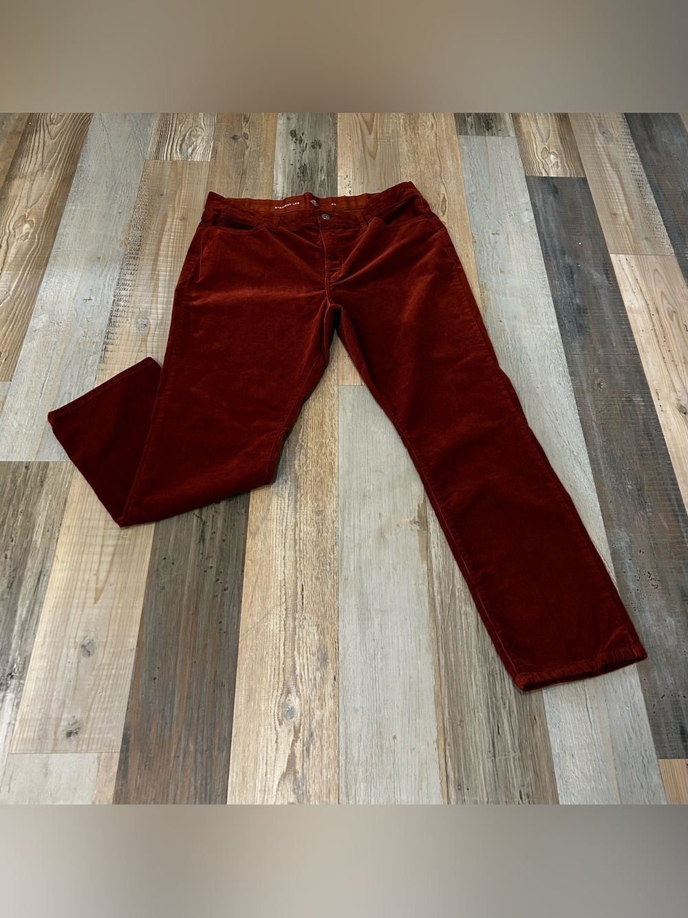 St. Johns Bay Women Rust Orange Straight Leg corduroy Pants Pockets Sz 20 TC0010